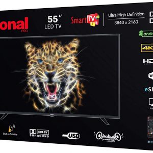 National Pro 55 inch 4K UHD HDR Android TV Dolby Digital-55SU1SM, Black Frame